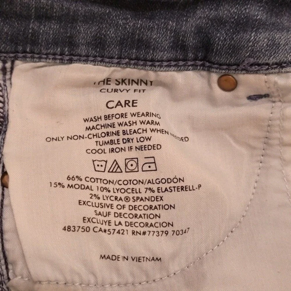 Ann Taylor The Skinny Curvy Fit Jeans Blue Floral Embroidered Hem Size 2 Womens